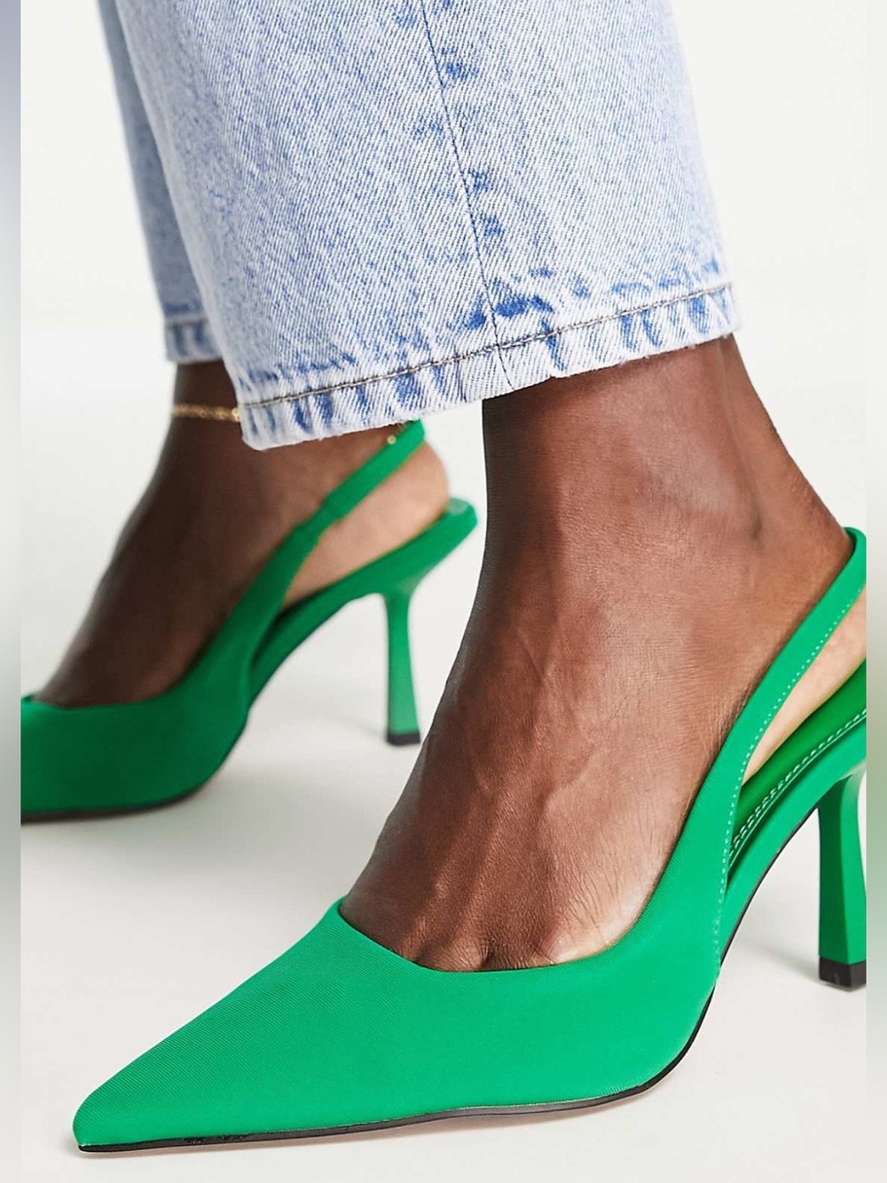 ASOS Green Pointed Slingback Heels - Picture 3 of 3
